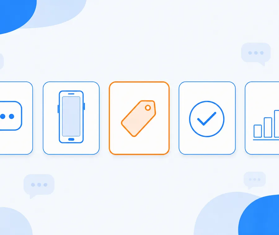 Free SMS gateway comparison with messaging, phone, pricing, approval, and analytics icons