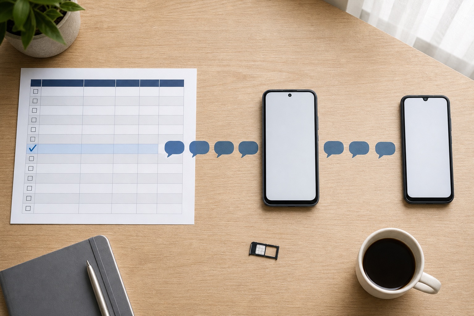 Eligible spreadsheet row routed through an Android phone to an SMS recipient